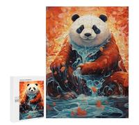 Rompecabezas Difícil para Adultos 500 PCS Magical Panda in Waterfall Rompecabezas De Juguete Decoración De Pared Arte De Pared Regalo De Cumpleaños, Regalos, 500 PCS