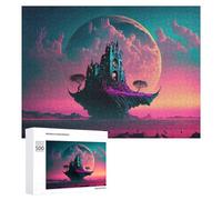 Rompecabezas Difícil para Adultos 500 PCS Mystical Floating Island with Gothic Castle Rompecabezas para Adultos Juguete Decoración De Pared Carrera De Velocidad Manual Desafío Educativo 500 PCS