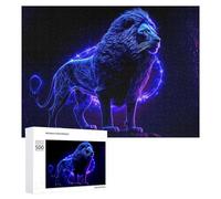 Rompecabezas Difícil para Adultos 500 PCS Neon Lion Digital Artwork -1 Rompecabezas De Juguete Decoración De Pared Arte De Pared Regalo De Cumpleaños, Regalos, 500 PCS