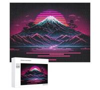 Rompecabezas Difícil para Adultos 500 PCS Neon Mountain Sunset Landscape Rompecabezas para Adultos Juguete Decoración De Pared Carrera De Velocidad Manual Desafío Educativo 500 PCS