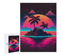 Rompecabezas Difícil para Adultos 500 PCS Neon Tropical Island Sunset -1 Rompecabezas para Adultos Juegos De Relajación Desafío Difícil Desafiante De Completar 500 PCS