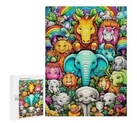 Rompecabezas Difícil para Adultos 500 PCS Rainbow Animal Parade Rompecabezas Familiar Juego Regalo De Cumpleaños Gran Regalo para Jugar 500 PCS