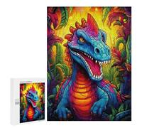 Rompecabezas Difícil para Adultos 500 PCS Rainbow Dinosaur in Jungle Rompecabezas para Adultos Juguete Decoración De Pared Carrera De Velocidad Manual Desafío Educativo 500 PCS
