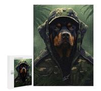 Rompecabezas Difícil para Adultos 500 PCS Rottweiler Camo Jacket Rompecabezas para Adultos Juego De Ingenio Regalo De Cumpleaños Regalo De Cumpleaños, Regalos, 500 PCS