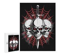 Rompecabezas Difícil para Adultos 500 PCS Skulls, Sword, and Spiderweb Illustration Rompecabezas para Adultos Juegos De Relajación Desafío Difícil Desafiante De Completar 500 PCS