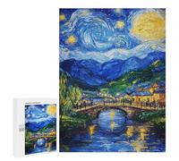 Rompecabezas Difícil para Adultos 500 PCS Starry Night Village Rompecabezas para Adultos Juegos De Relajación Desafío Difícil Desafiante De Completar 500 PCS