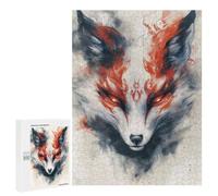 Rompecabezas Difícil para Adultos 500 PCS White Kitsune Fox Painting Rompecabezas para Adultos Juegos De Relajación Desafío Difícil Desafiante De Completar 500 PCS