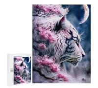 Rompecabezas Difícil para Adultos 500 PCS White Tiger Moonlit Blossom Rompecabezas De Juguete Decoración De Pared Arte De Pared Regalo De Cumpleaños, Regalos, 500 PCS
