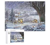 Rompecabezas Difícil para Adultos 500 PCS Winter Scene with Horse Drawn Carriage Rompecabezas Familiar Juego Regalo De Cumpleaños Gran Regalo para Jugar 500 PCS