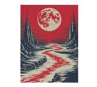 Rompecabezas Difícil para Adultos 52x38cm/1000pcs Red Moon Fantasy Landscape Rompecabezas para Adultos Juegos Familiares Difícil Desafío Educativo Difícil 52x38cm/1000pcs
