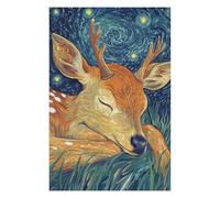 Rompecabezas Difícil para Adultos 75x50cm/1000pcs Sleeping Deer Under Starry Night Rompecabezas para Adolescentes Juego Práctico Análisis Y Desafío Educativo De Lógica 75x50cm/1000pcs