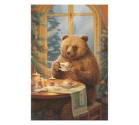 Rompecabezas Difícil para Adultos 75x50cm/1000pcs Vintage Xmas Bear with Tea Rompecabezas para Adultos Juego Familiar Una Obra De Arte Desafiante De Completar 75x50cm/1000pcs