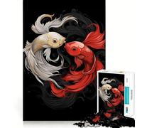 Rompecabezas difícil para Adultos Amante de los Peces Rojos y Blancos de 1000 Piezas Mejora la Memoria, relaja la Mente, Bordes Afilados, Regalo Elegante (38x26cm)