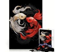 Rompecabezas difícil para Adultos Amante de los Peces Rojos y Blancos de 1000 Piezas Mejora la Memoria, relaja la Mente, Bordes Afilados, Regalo Elegante (38x26cm)