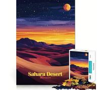 Rompecabezas difícil para Adultos Atardecer en el Desierto del Sahara de 1000 Piezas Ideal para Recordar, Relajarse y Disfrutar de un Corte Suave Regalo clásico (38x26cm)