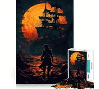 Rompecabezas difícil para Adultos: Atardecer Pirata y Barco, 1000 Piezas, Juguete de lógica Fina, diversión Tranquila, Bordes limpios, Regalo Original (50x75cm)