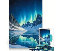 Rompecabezas difícil para Adultos Auroras boreales, montaña y Lago, 1000 Piezas, con Sistema de Memoria, fácil de armar, Ideal para el Ocio Regalo artístico (38x26cm)