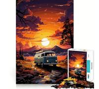 Rompecabezas difícil para Adultos: Autobús VW Retro, Paseo por la montaña, 1000 Piezas, Juguete de lógica Fina, diversión Tranquila, Bordes limpios, Regalo considerado (38x26cm)