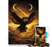 Rompecabezas difícil para Adultos Búho en Vuelo con Lunas crecientes, 1000 Piezas, Memory Lift, fácil de armar, Ideal para el Ocio Regalo artístico (38x52cm)