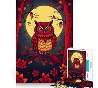 Rompecabezas difícil para Adultos: Búho Rojo a la luz de la Luna, 1000 Piezas, Juego de Habilidad, Tiempo en Familia, Arte de Corte preciso, Coleccionable (50x75cm)