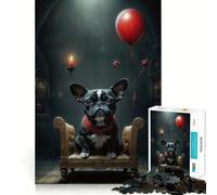 Rompecabezas difícil para Adultos Cachorro y Globo Rojo, 1000 Piezas, estimula la Memoria, Juego Relajante, Corte Premium, (38x26cm)