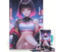 Rompecabezas difícil para Adultos Chica Cyberpunk Lluviosa de 1000 Piezas Rompecabezas Mental Relajante Arte para armar (38x26cm)