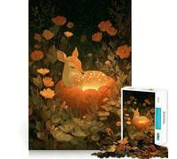 Rompecabezas difícil para Adultos: Ciervo descansando en un Campo de Calabazas, 1000 Piezas, Recall Boost Quiet Calm Smooth Cut Classic Gift (50x75cm)