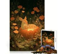 Rompecabezas difícil para Adultos: Ciervo descansando en un Campo de Calabazas, 1000 Piezas, Recall Boost Quiet Calm Smooth Cut Classic Gift (50x75cm)