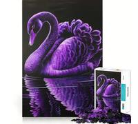 Rompecabezas difícil para Adultos Cisne Morado reflejado en el Agua, 1000 Piezas, con Sistema de Memoria, fácil de armar, Ideal para el Ocio Regalo artístico (38x26cm)