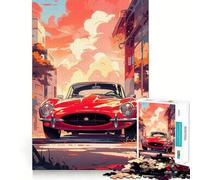 Rompecabezas difícil para Adultos Coche clásico Rojo al Atardecer, 1000 Piezas, Juguete de lógica Pura, Actividad para el hogar, Corte Limpio, Bonito Regalo (50x75cm)