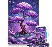Rompecabezas difícil para Adultos con diseño de árbol Morado y Cielo Nocturno, 1000 Piezas, con Sistema de Memoria, fácil de armar, Ideal para el Ocio Regalo artístico (38x26cm)