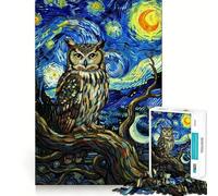 Rompecabezas difícil para Adultos con diseño de búho en la Noche Estrellada, 1000 Piezas, con Efecto Memoria, fácil de armar, Ideal para el Ocio Regalo artístico (38x26cm)