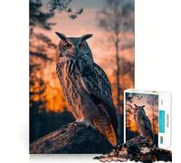 Rompecabezas difícil para Adultos con diseño de búho, pájaro y Puesta de Sol, 1000 Piezas Juego Inteligente para el hogar Disfrute del Montaje de la Imagen Regalo Festivo (38x52cm)