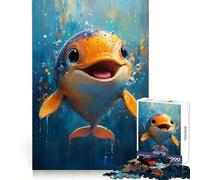 Rompecabezas difícil para Adultos con diseño de delfín Sonriente, 1000 Piezas, Juguete de lógica, vínculo Familiar, Corte de precisión, cálida Sorpresa 38x52cm