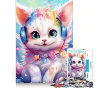 Rompecabezas difícil para Adultos con diseño de Gato Amante de la música, 1000 Piezas, Juguete de lógica Resistente, Tiempo de Calidad, Bordes definidos, Regalo Ideal (38x26cm)