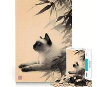 Rompecabezas difícil para Adultos con diseño de Gato siamés y bambú, 1000 Piezas, Juguete de lógica, vínculo Familiar, Corte de precisión, cálida Sorpresa 38x52cm