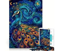 Rompecabezas difícil para Adultos con diseño de Pavo Real en la Noche Estrellada, 1000 Piezas, Juguete de lógica Resistente, Tiempo en Familia, Bordes definidos, Regalo Ideal (38x26cm)