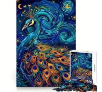 Rompecabezas difícil para Adultos con diseño de Pavo Real en la Noche Estrellada, 1000 Piezas, Juguete de lógica Resistente, Tiempo en Familia, Bordes definidos, Regalo Ideal (38x26cm)