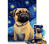 Rompecabezas difícil para Adultos con diseño de Perro Pug de Vincent Van Gogh, 1000 Piezas, Juguete de lógica sólida, diversión Sencilla, Corte de precisión, (38x26cm)