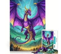 Rompecabezas difícil para Adultos con ilustración de dragón púrpura y Caballeros, 1000 Piezas, Juego Inteligente para el hogar, Disfruta del Montaje de la Imagen, Regalo Festivo (38x52cm)