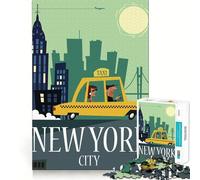 Rompecabezas difícil para Adultos con ilustración de un Taxi de la Ciudad de Nueva York, 1000 Piezas, para ejercitar la Mente, Divertido y Creativo (38x26cm)