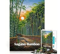 Rompecabezas difícil para Adultos con ilustración del Bosque de bambú de Sagano, Japón, 1000 Piezas Juguete de lógica Fina, Divertido y Relajante Bordes limpios Regalo Original (38x52cm)