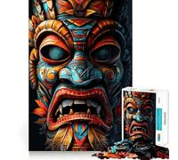 Rompecabezas difícil para Adultos con máscaras Tiki de la Tribu indígena, 1000 Piezas, diseño Elegante y Relajante, Corte nítido, 50x75cm