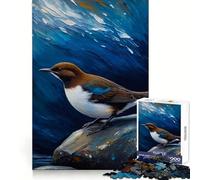 Rompecabezas difícil para adultos con pintura de un pájaro mirlo acuático de garganta blanca sobre una roca 1000 piezas para mejorar la concentración actividad relajante corte suave regalo de invierno