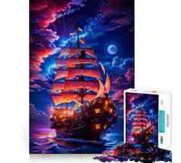 Rompecabezas difícil para Adultos con Pintura de velero al Atardecer, 1000 Piezas, Juego de Habilidad, Tiempo en Familia, Arte de Corte preciso, Coleccionable (38x52cm)