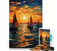 Rompecabezas difícil para Adultos con Pintura de velero al Atardecer, 1000 Piezas, Juego de Habilidad, Tiempo en Familia, Arte de Corte preciso, Coleccionable (50x75cm)