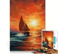 Rompecabezas difícil para Adultos con Pintura de velero al Atardecer, 1000 Piezas, Juguete de lógica Fina, diversión Tranquila, Bordes limpios, Regalo considerado (50x75cm)