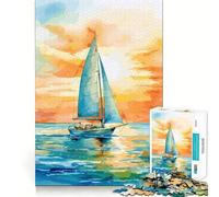 Rompecabezas difícil para Adultos con Pintura de velero al Atardecer, 1000 Piezas, Juguete Intelectual, Tiempo Acogedor, Corte de Calidad, (38x52cm)