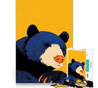Rompecabezas difícil para Adultos con Retrato de Oso descansando sobre Fondo Amarillo, 1000 Piezas, Juego de Habilidad, Tiempo en Familia, Arte de Corte preciso, Coleccionable (38x26cm)