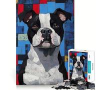 Rompecabezas difícil para Adultos con Retrato de Pitbull en patrón geométrico, 1000 Piezas, Juego de Habilidad, Tiempo en Familia, Arte de Corte preciso, Coleccionable (50x75cm)